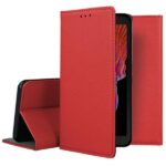 Raudonas atverčiamas dėklas Samsung Galaxy G525 Xcover 5 Smart Magnet priekinė ir galinė pusės