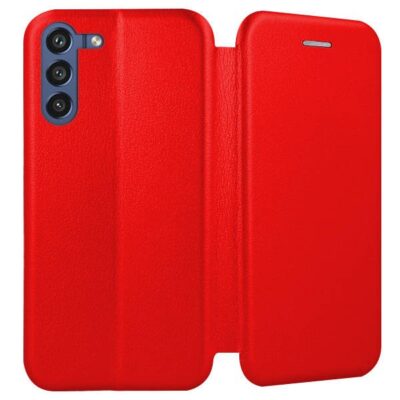 Raudonas atverčiamas dėklas Samsung Galaxy S21 FE book elegance atviras