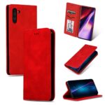 Raudonas atverčiamas dėklas Samsung Galaxy S938 S25 Ultra Business Style su kortelių laikikliais ir telefono vieta