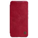 Raudonas atverčiamas dėklas Samsung S906 S22 Plus 5G Nillkin Qin Book Leather Case su odine tekstūra
