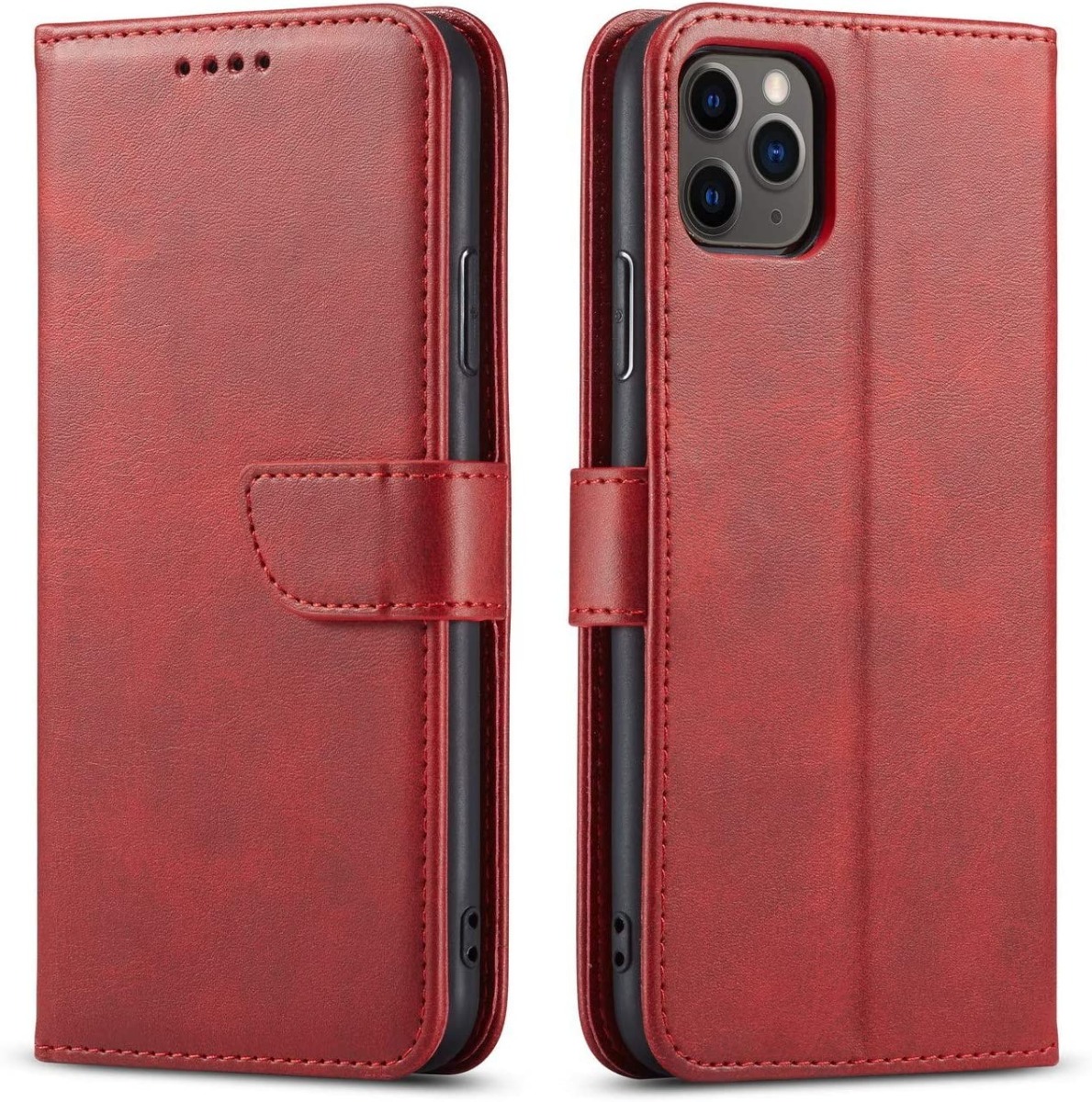 Raudonas atverčiamas dėklas Samsung S921 S24 Wallet Raudonas atverčiamas dėklas Samsung S921 S24 Wallet, matomas iš priekio ir galo