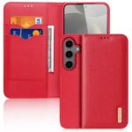 Raudonas atverčiamas dėklas Samsung S936 S25 Plus Dux Ducis Hivo su kortelių ir pinigų laikymo kišenėmis