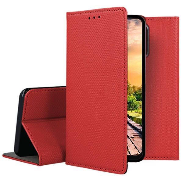 Raudonas atverčiamas dėklas Xiaomi Redmi A5 Poco C71 Smart Magnet Raudonas atverčiamas dėklas Xiaomi Redmi A5 Poco C71 Smart Magnet su tekstūruota paviršiaus raudona oda