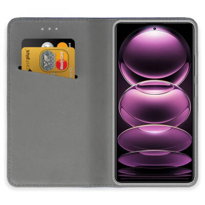 Raudonas atverčiamas dėklas Xiaomi Redmi Note 12 Pro 5G su kortelių laikikliais