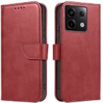 Raudonas atverčiamas dėklas Xiaomi Redmi Note 13 Pro 5G Poco X6 5G su matiniu paviršiumi ir magnetiniu užsegimu