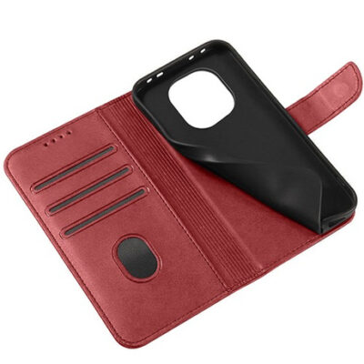 raudonas atverciamas deklas xiaomi redmi note 14 pro plus 5g wallet su korteliu lizdais
