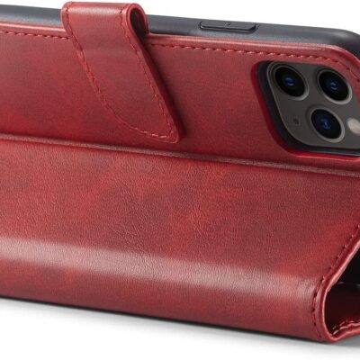 Raudonas atverčiamas dėklas Apple Iphone 11 su kamerų apsauga