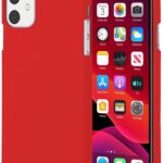 Raudonas dėklas Apple iPhone 11 Mercury Soft, matomas iš priekio ir galo su ekranu ir kameromis