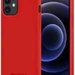 Raudonas dėklas Apple iPhone 12 mini Mercury Soft ant telefono su dviguba kamera ir juodu ekranu