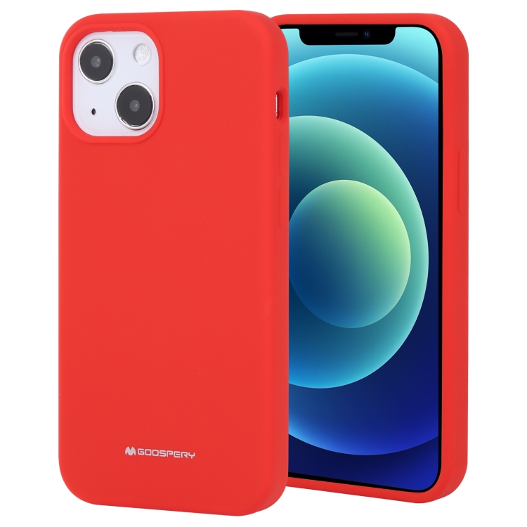 Raudonas dėklas Apple iPhone 13 Mercury Silicone Raudonas dėklas Apple iPhone 13 Mercury Silicone, matomas iš dviejų pusių