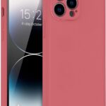 Raudonas dėklas Apple iPhone 14 Pro Max Liquid Silicone 1.5mm spalvos su matine tekstūra ir kamera apdaila