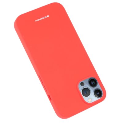 Raudonas dėklas Apple iPhone 14 Pro Max Mercury Silicone matomas iš galinės pusės su kamerų išpjova