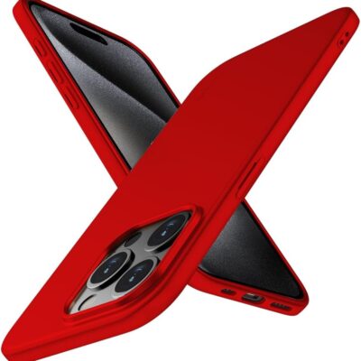 Raudonas dėklas Apple iPhone 15 Pro Max X-level Guardian su matine tekstūra ir apsauga aplink kameros lizdą