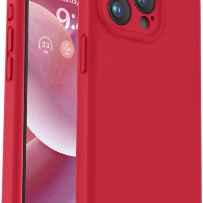 Raudonas dėklas Apple iPhone 16 Pro Max liquid silicone medžiagos ir plonas 1.5mm storio