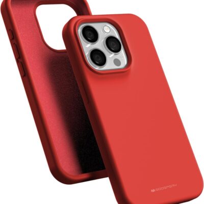 Raudonas dėklas Apple iPhone 16 Pro Max Mercury Silicone iPhone kamerai su trimis objektyvais