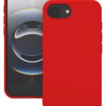 Raudonas dėklas Apple iPhone 16e Mercury Silicone, matomas iš priekio ir iš nugarėlės