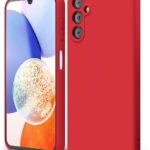 Raudonas dėklas Samsung A145 A14 4G / A146 A14 5G Liquid Silicone 1.5mm priekinė ir galinė pusė