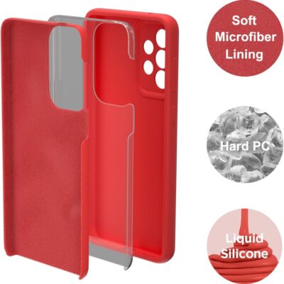 Raudonas dėklas Samsung A336 A33 5G Liquid Silicone su soft microfiber pamušalu
