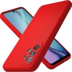 Raudonas dėklas Samsung A336 A33 5G Liquid Silicone aplink telefoną matomas kameros ir ekrano detalės