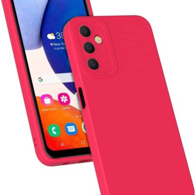 Raudonas dėklas Samsung Galaxy A146 A14 5G X-level Dynamic telefonui su matoma kamera ir ekranu