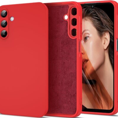 Raudonas dėklas Samsung Galaxy A155 A15 4G su matiniu paviršiumi ir minkšta vidine dalimi