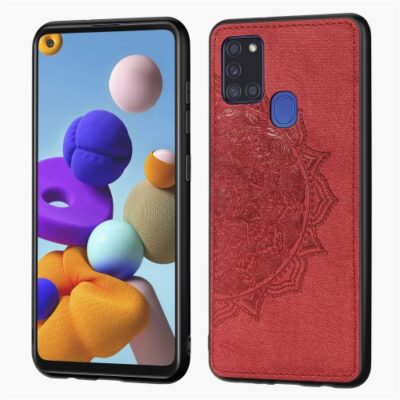 Raudonas dėklas Samsung Galaxy A217 A21s Mandala su įspaustu mandalos raštu