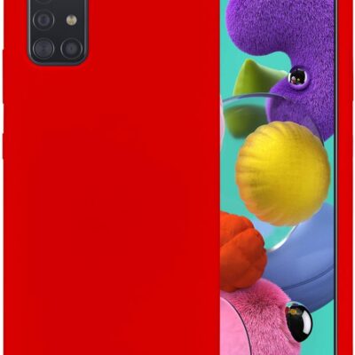 Raudonas dėklas Samsung Galaxy A515 A51 Mercury Silicone telefonui, matomas priekinis ir galinis vaizdas