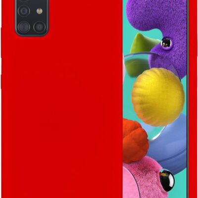 Raudonas dėklas Samsung Galaxy A515 A51 su kamera matoma galinėje pusėje