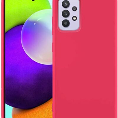 raudonas dėklas samsung galaxy a525 a52 su matiniu paviršiumi ir tiksliais kamerų išpjovomis