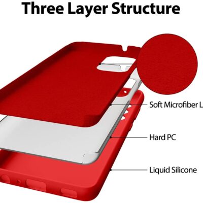 Raudonas dėklas Samsung Galaxy A525 su trimis sluoksniais iš mikropluošto, kieto PC ir skysto silikono