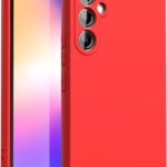 Raudonas dėklas Samsung Galaxy A546 A54 5G su matiniu paviršiumi ir tiksliais kamerų išpjovimais
