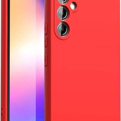 Raudonas dėklas Samsung Galaxy A546 A54 5G su matiniu paviršiumi ir tiksliais kamerų išpjovimais