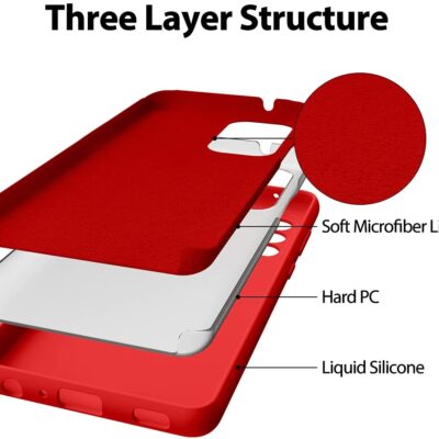Raudonas dėklas Samsung Galaxy A736 A73 5G Mercury Silicone, trijų sluoksnių struktūra su minkšto mikropluošto pamušalu, kieta PC dalimi ir skysta silikono danga