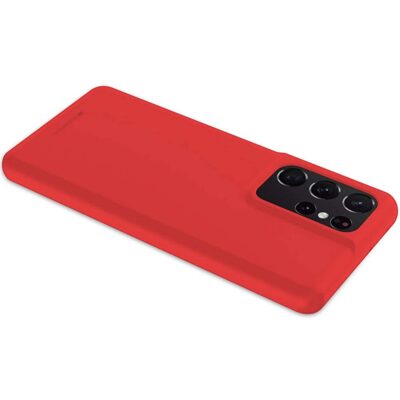 Raudonas dėklas Samsung Galaxy S21 Ultra Mercury Soft su matiniu paviršiumi ir kameros anga