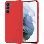 Raudonas dėklas Samsung Galaxy S22 Mercury Soft su matiniu paviršiumi ir tiksliais kameros apsaugos išpjovomis