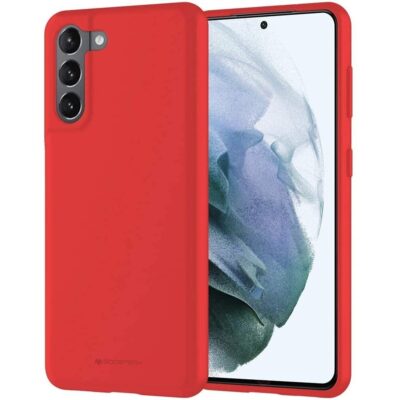 Raudonas dėklas Samsung Galaxy S22 Mercury Soft su matiniu paviršiumi ir tiksliais kameros apsaugos išpjovomis