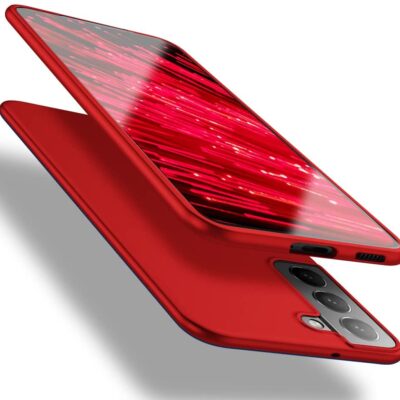 Raudonas dėklas Samsung Galaxy S22 X-level Guardian su dangčiu ir atverčiamu dizainu