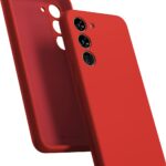 Raudonas dėklas Samsung Galaxy S911 S23 5G Mercury Silicone su trimis kameros angomis ir minkšta apdaila