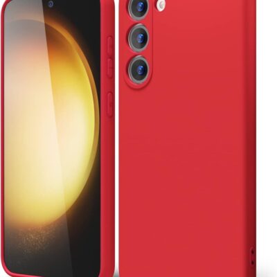 raudonas deklas samsung s916 s23 plus 5g liquid silicone 1.5mm telefonui is priekio ir galo