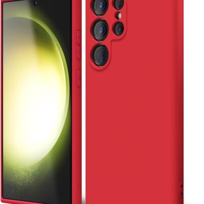 Raudonas deklas Samsung S918 S23 Ultra 5G Liquid Silicone 1.5mm aplikciui su matiniu pavirsiu ir tiksliais ispjovimais