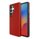 raudonas deklas telefonui samsung s918 s23 ultra 5g su protruzu kameroms ir smulkia trikampiu tekstura