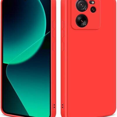 Raudonas dėklas Xiaomi 13T 13T Pro Liquid Silicone 1.5mm telefonui su matomu ekranu ir kamera