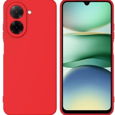 Raudonas dėklas Xiaomi Redmi A5 Poco C71 Liquid Silicone 1.5mm matomas nuokinės ir priekinės telefono dalių
