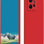 Raudonas dėklas Xiaomi Redmi Note 12 Liquid Silicone, matomas iš priekio ir galo