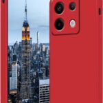 Raudonas dėklas Xiaomi Redmi Note 13 5G Liquid Silicone su kamera ir kraštais