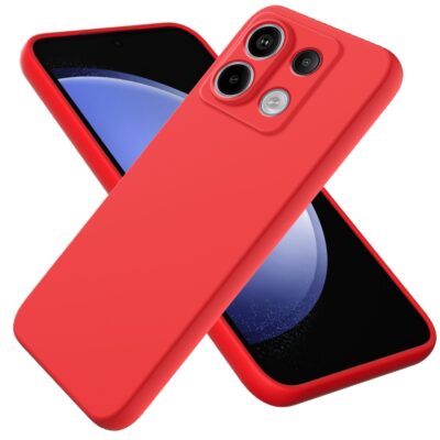 Raudonas dėklas Xiaomi Redmi Note 13 Pro 5G ekranui ir kamerai apsaugoti