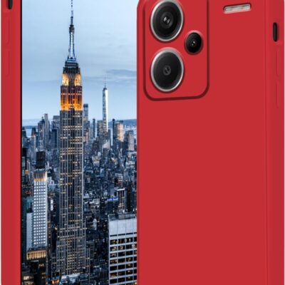 Raudonas dėklas Xiaomi Redmi Note 13 Pro Plus 5G Liquid Silicone 1.5mm, matomas iš priekio ir galo