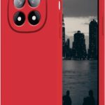 Raudonas dėklas Xiaomi Redmi Note 14 Pro 4G Liquid Silicone su kamera ir ekrano apsauga