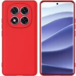 Raudonas dėklas Xiaomi Redmi Note 14 Pro 5G Liquid Silicone 1.5mm matomas iš priekio ir nugarėlės pusės
