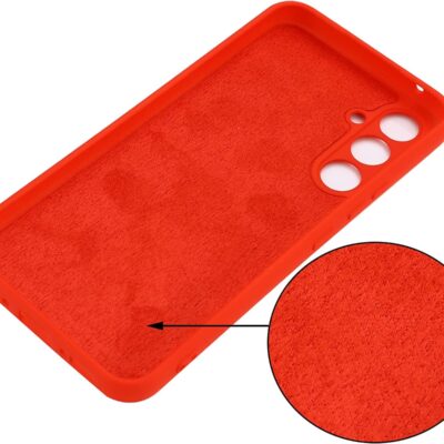 Raudonas silikoninis deklas Samsung Galaxy A546 A54 5G Liquid Silicone 1.5mm su vidine iskleide